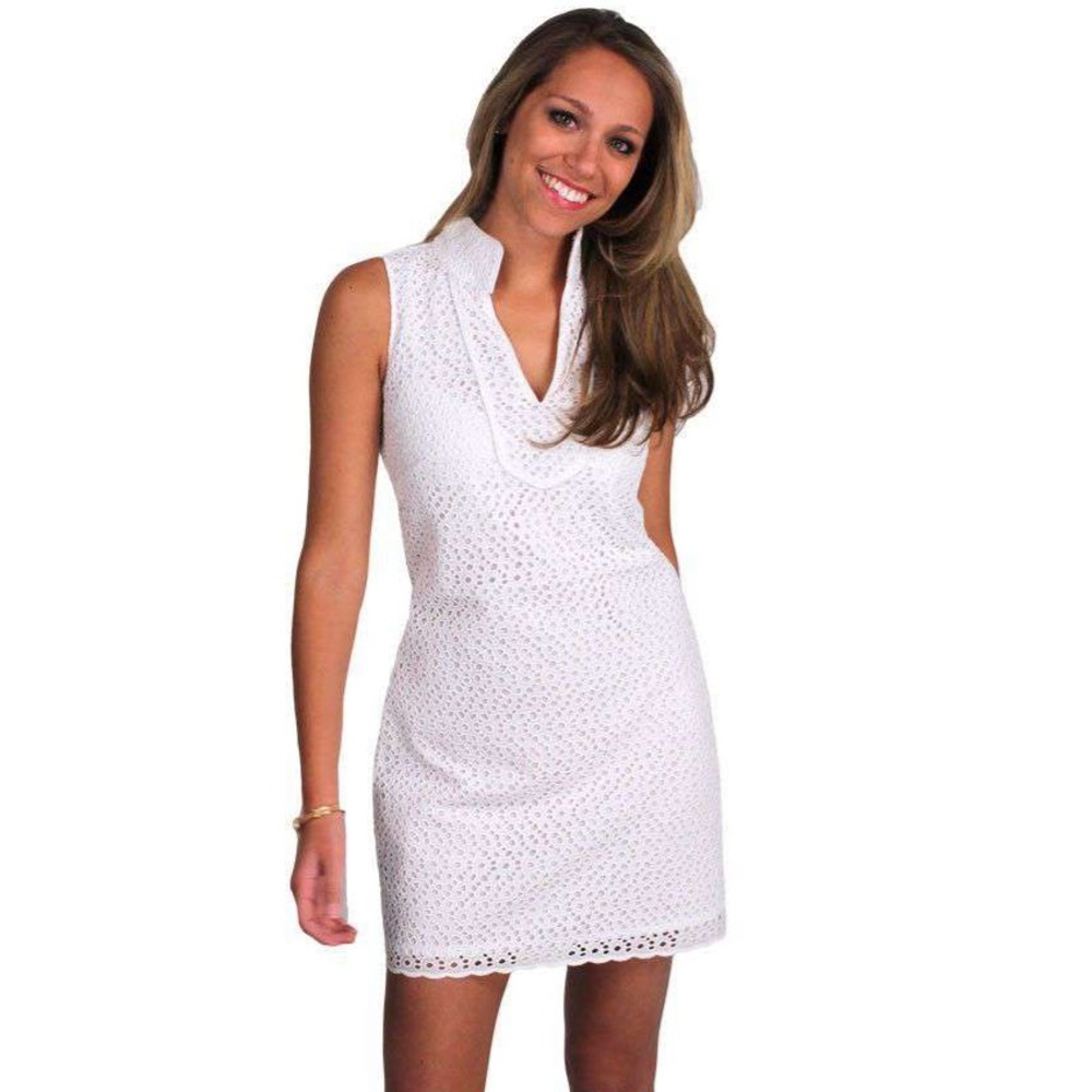 Sail to Sable White Eyelet Shift Dress (The Rope Eyelet Sleeveless) - Picture 2 of 5